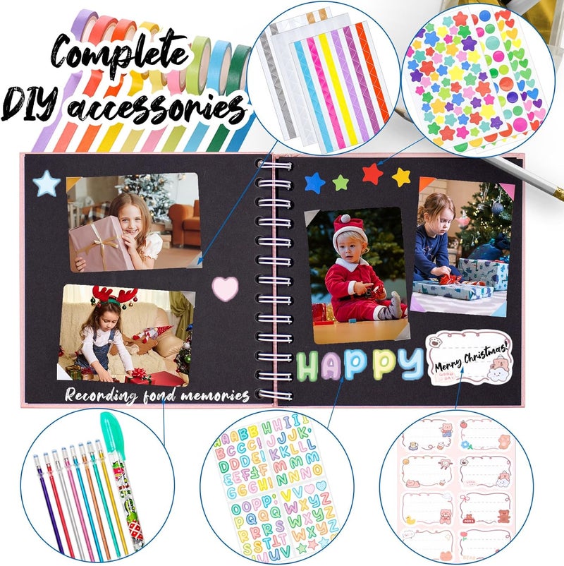 Tugle Kid Scrapbook Photo Album Hard Cover DIY Photo Album for Kids Instant Camera Print Paper with DIY Accessories (Pink) - Image 2